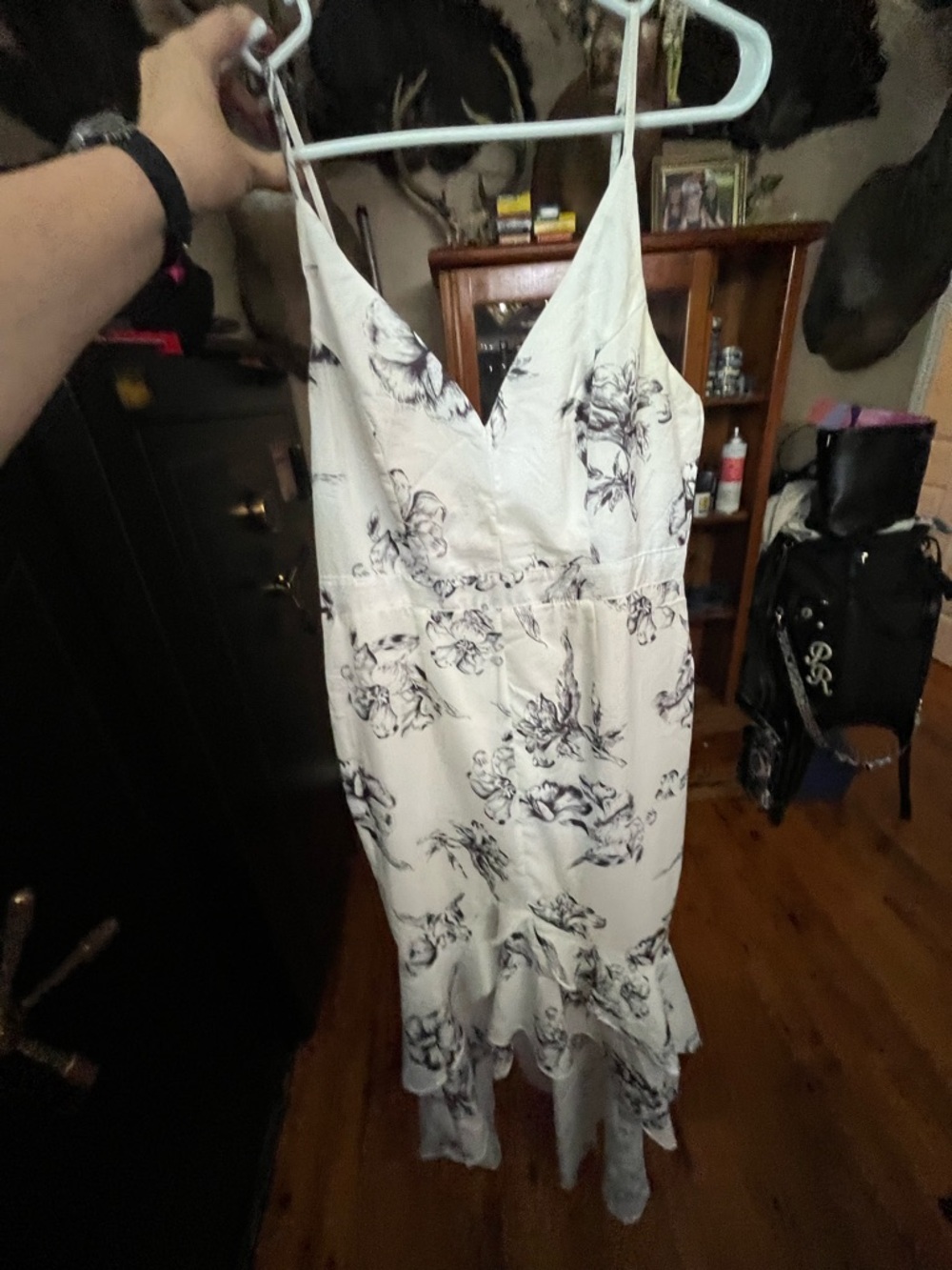 Lulu's White and Black Floral Dress